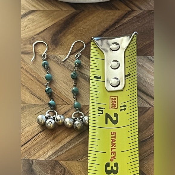 Sterling Silver and Turquoise Dangle Earrings - Picture 3 of 3